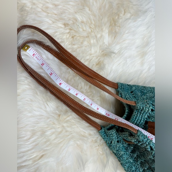 Mar Y Sol Teal Raffia /Straw Bucket Bag - Picture 11 of 12